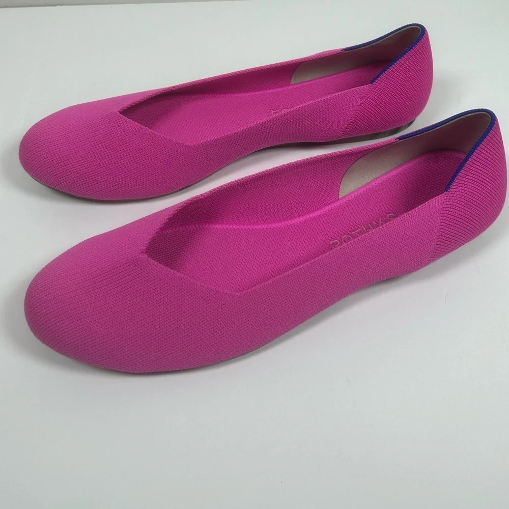 Rothy's Fuchsia Flats with Blue Trim Dragón Fruit - Picture 3 of 11